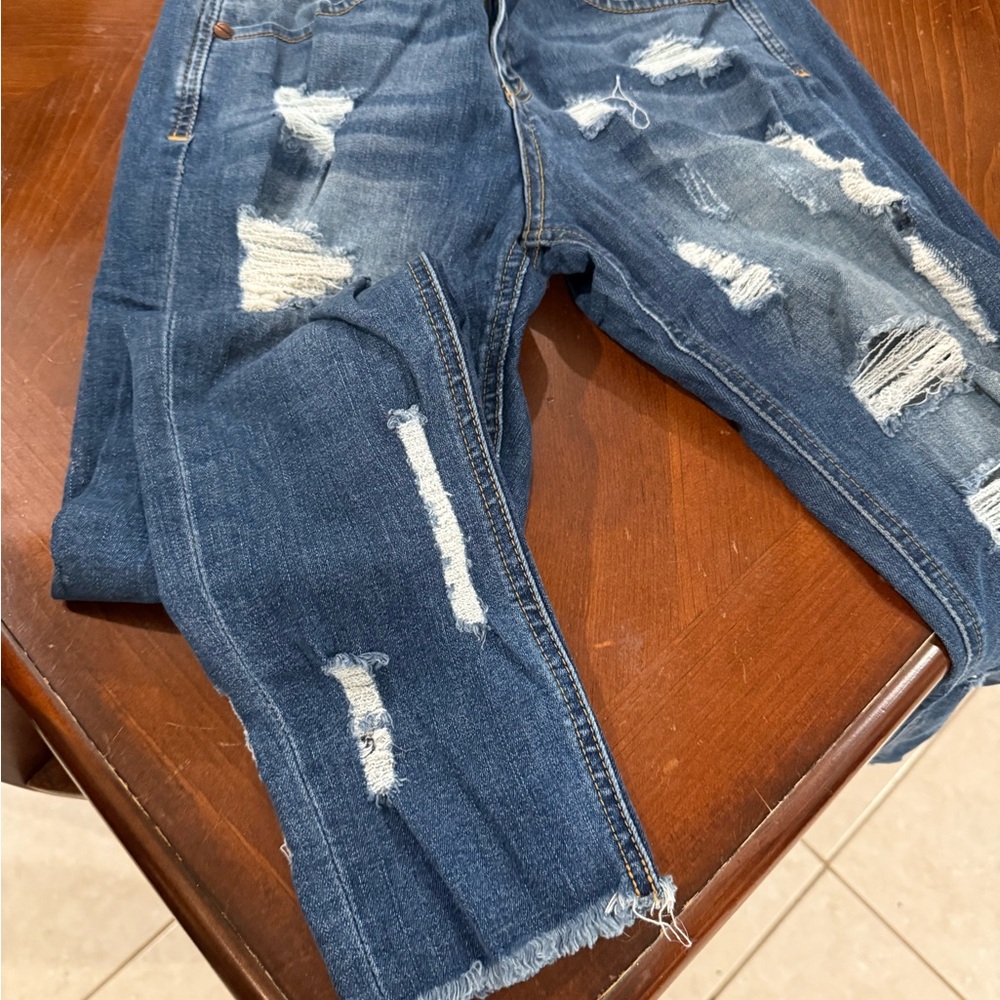 Distressed Blue Skinny Jeans
